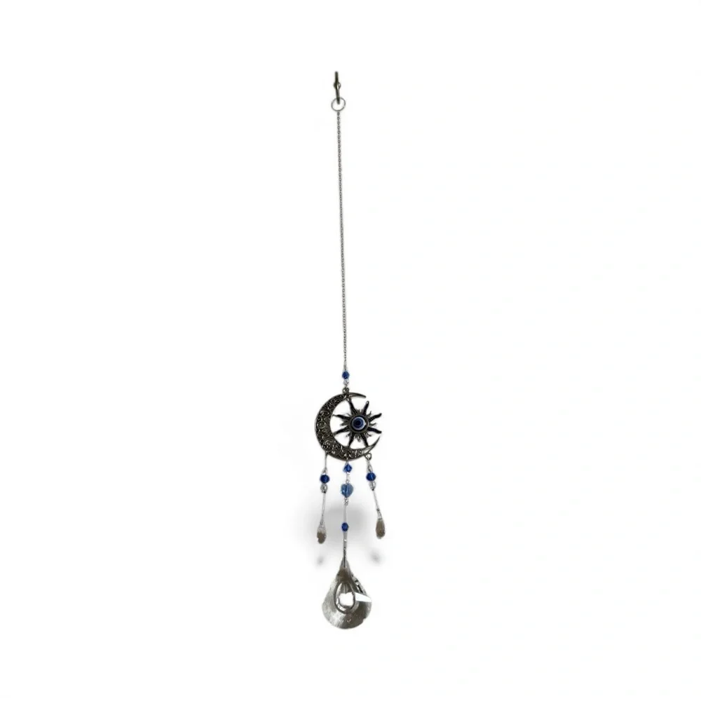 Silver and Blue Evil eye sun catcher Hanging Wall Decor
